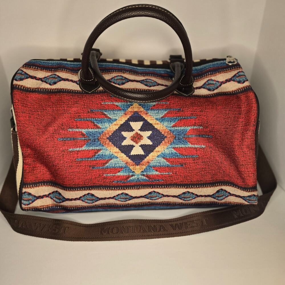YellowStone Styled "Montana West" Aztec Canvas Weekender Bag